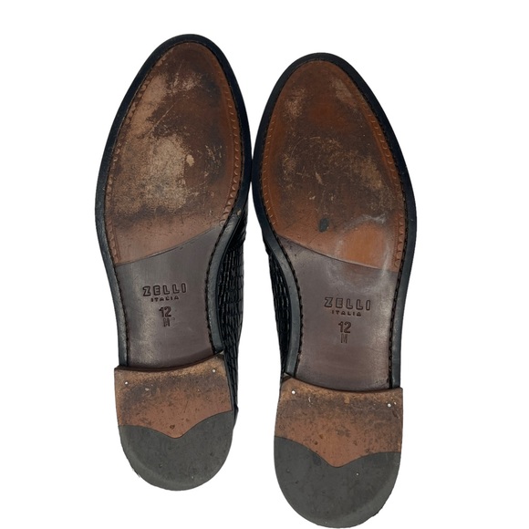 Zelli Italia Black Nic Roma Genuine Crocodile Leather Penny Loafers Size 12M - Picture 8 of 17